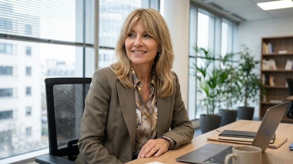 dojrzała kobieta z włosami za ramiona i grzywką dojrzała kobieta z fryzurą curtain bangs