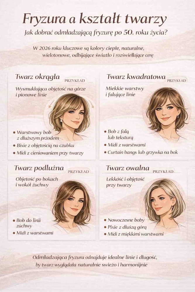 modne fryzury dla 50-latek - różne kształty twarzy modne fryzury dla 50-latek a kształt twarzy