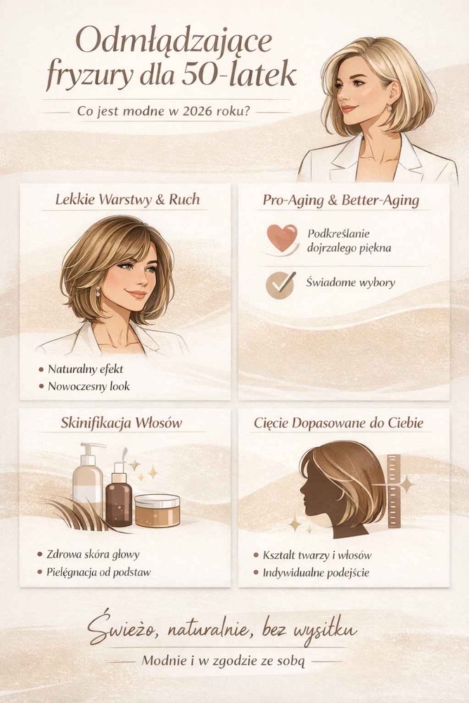 odmładzające fryzury dla 50-latek w 2026 roku