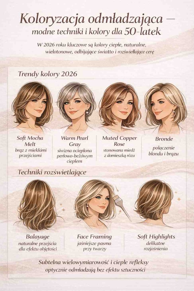 modne kolory włosów dla dojrzałych kobiet modne odmładzające kolory włosów