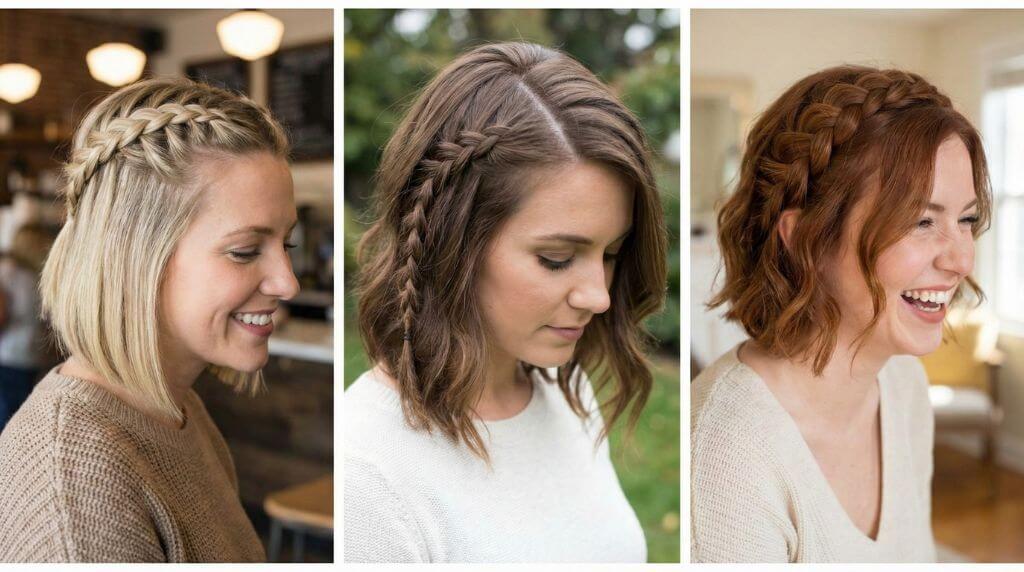 Stylizacje boba z wykorzystaniem warkoczy francuskich 