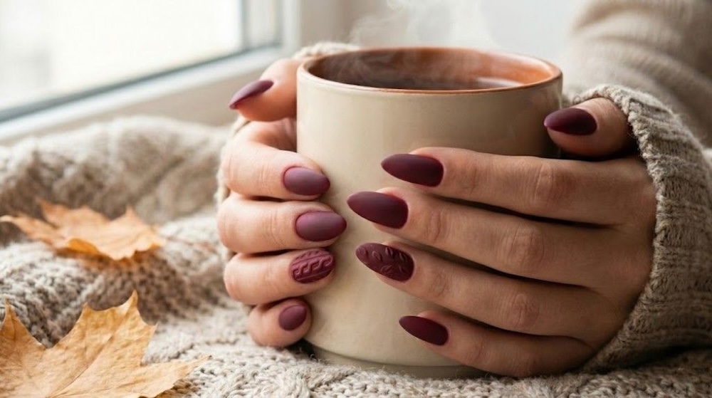 jesienne bordowe paznokcie 