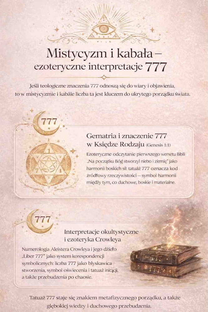 co oznacza tatuaż 777 w mistycyzmie 