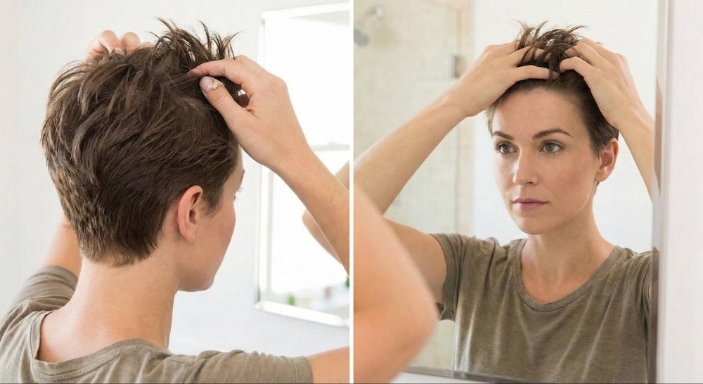 krótka fryzura pixie u kobiety 