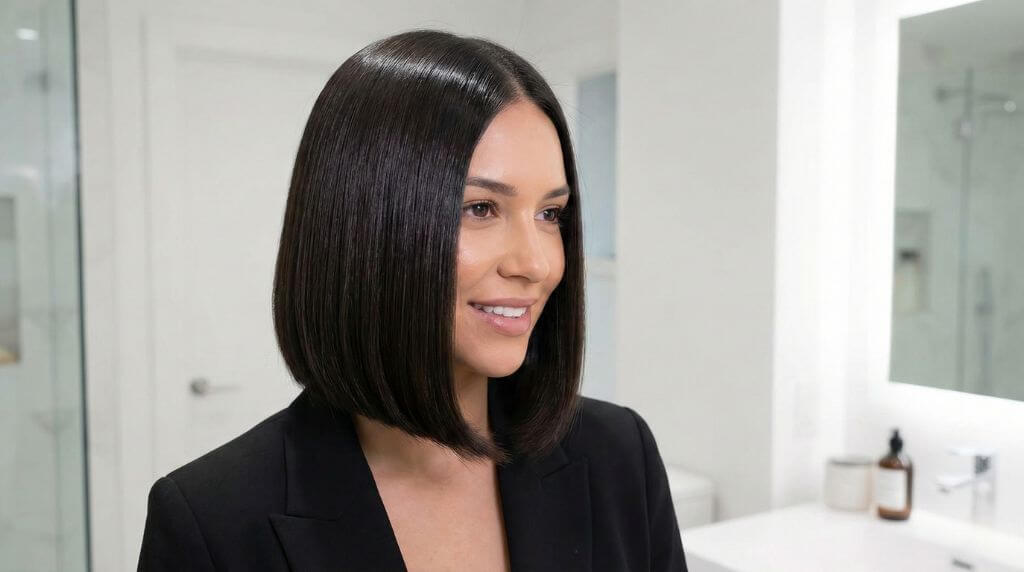 Sleek bob wykonany prostownicą