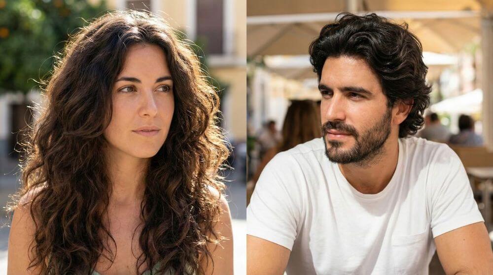 Falowane, ciemne, gęste włosy Hiszpanek i Hiszpanów 