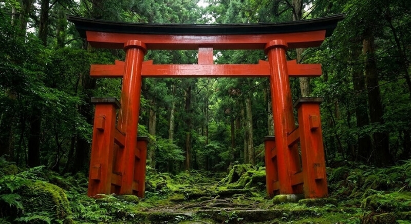 brama Torii w kolorze cynober