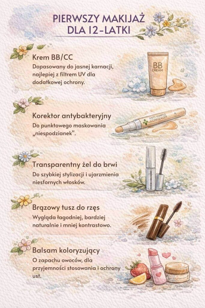 Pierwszy makijaż dla 12-latki - lista produktów