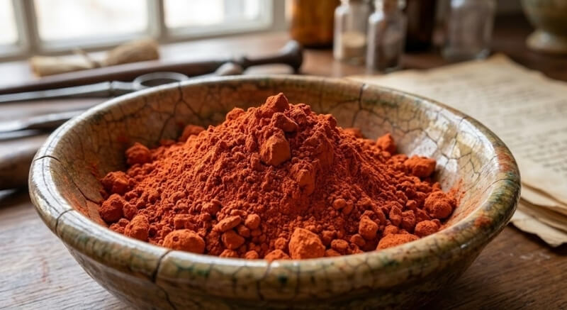 cynober jako odcień czerwieni w proszku