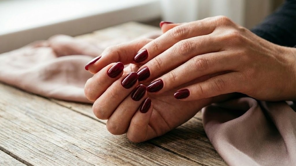 paznokcie bordo eleganckie 