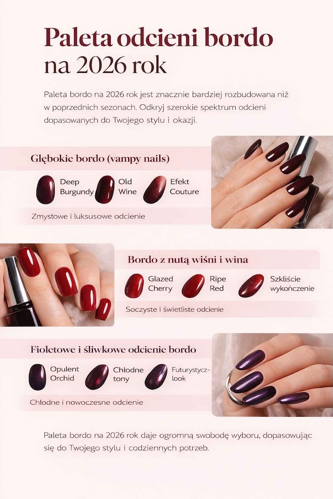 paznokcie bordo - odcienie 