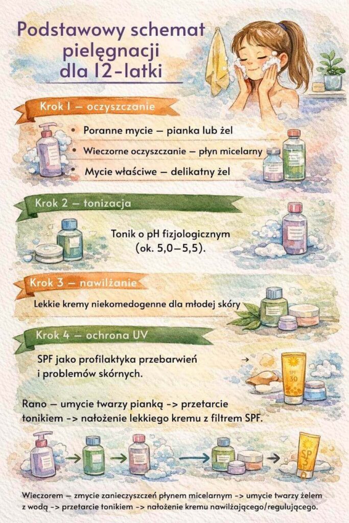 Podstawowy schemat pielęgnacji dla 12-latki
