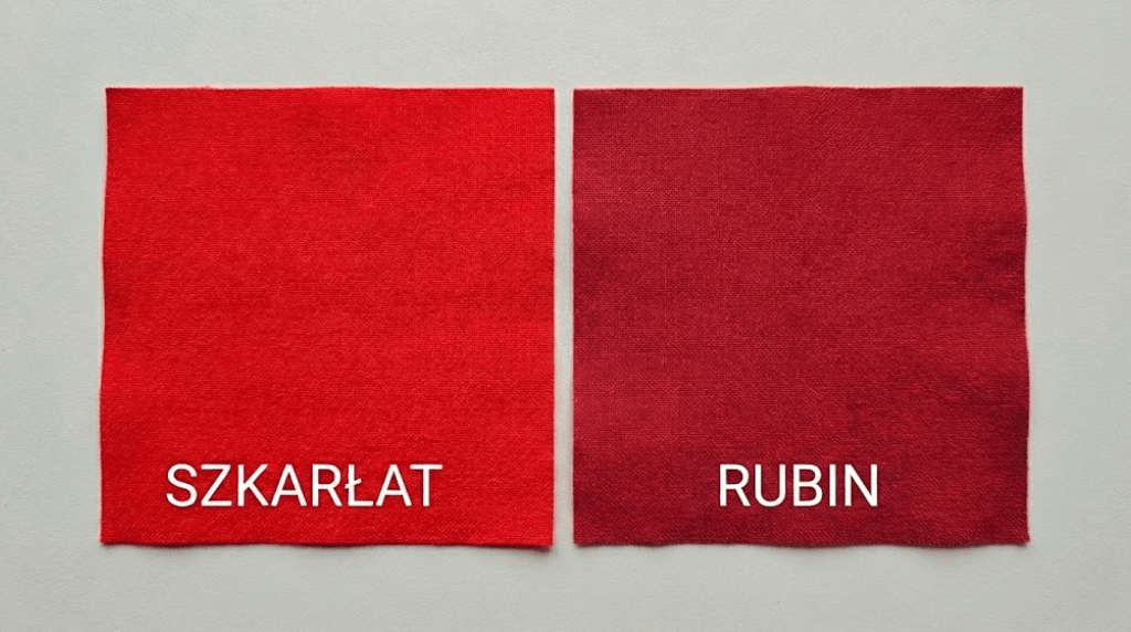 kolor szkarłatny i rubin obok siebie 