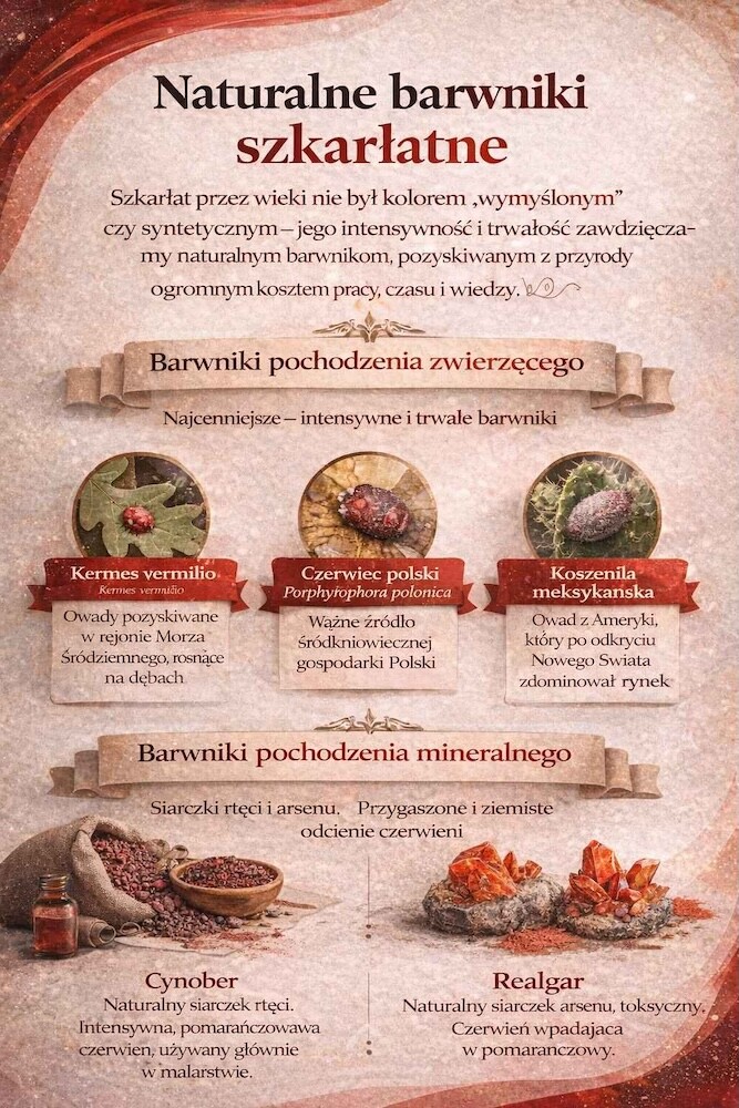 szkarłatny kolor - pochodzenie naturalne 