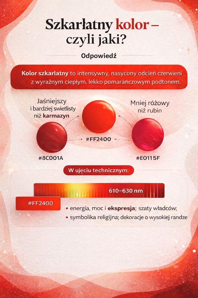 szkarłatny kolor - wyjaśnienie wyglądu barwy 