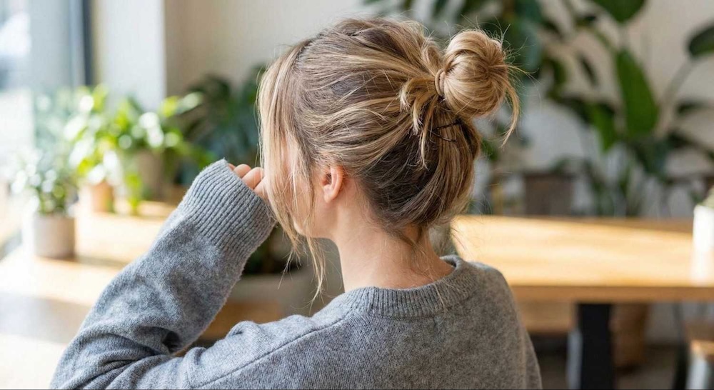 szybkie fryzury - niedbały kok 