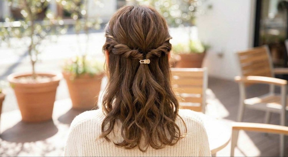 szybkie fryzury - półupięcie ze spinką 