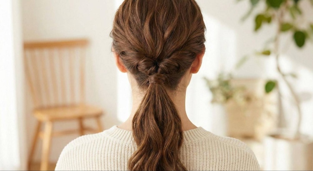 szybkie fryzury - odwrócony kucyk 