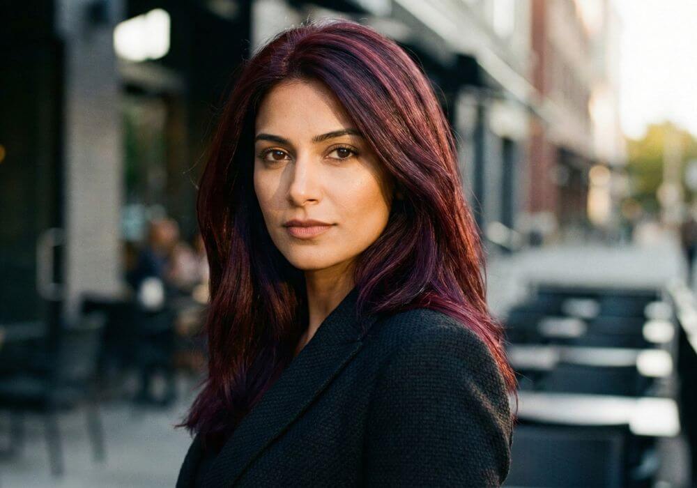 Rude włosy w kolorze burgundowym