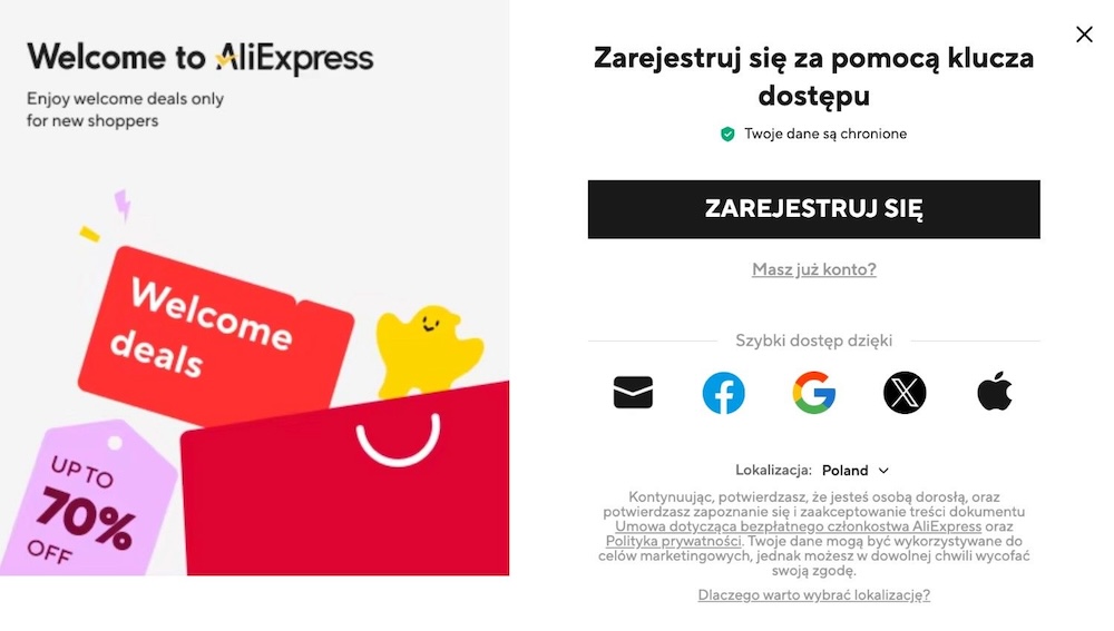 jak kupować na aliexpress - zakładanie konta jak kupować na aliexpress - załóż konto
