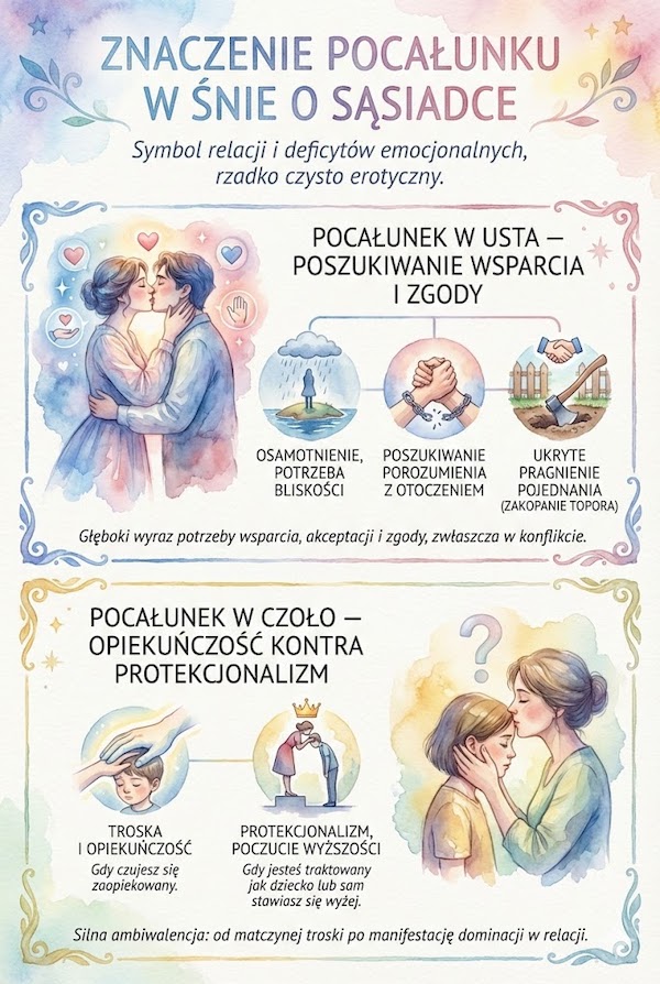 Sennik – sąsiadka a pocałunek w czoło