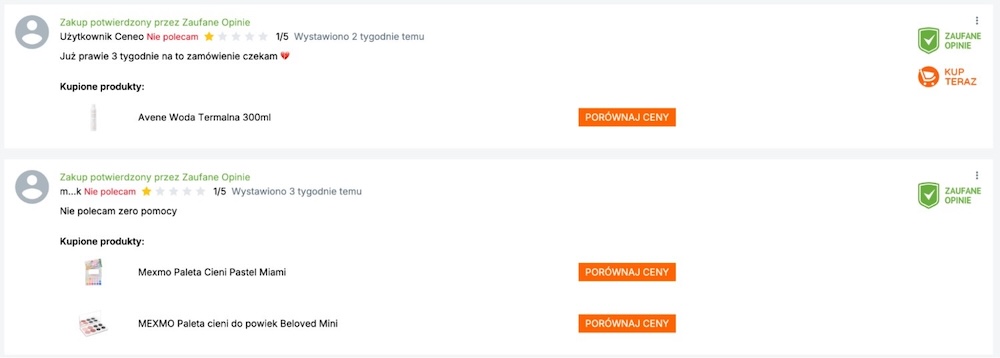 cocolita - opinie z niskimi ocenami 