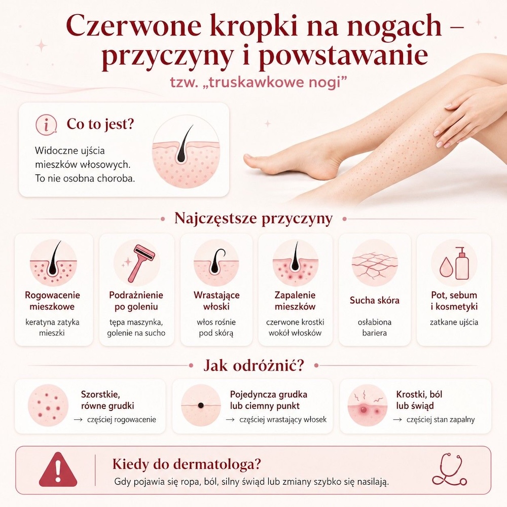 czerwone kropki na nogach - powstawanie