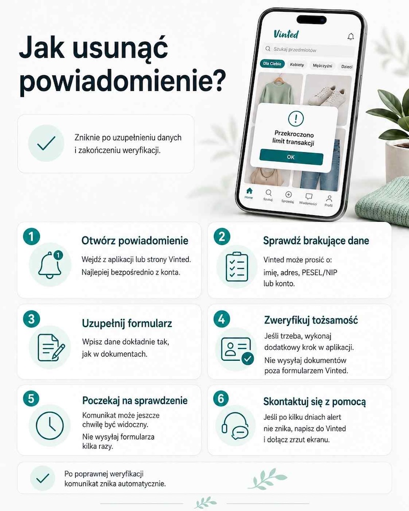 jak usunąć powiadomienie o transakcjach vinted 