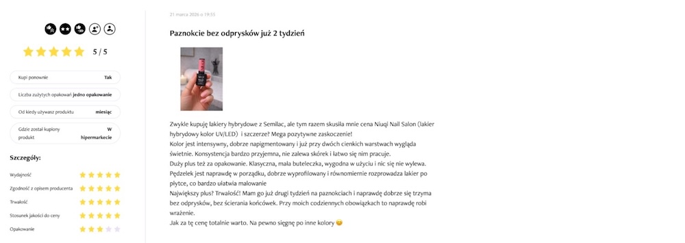 wysoka ocena lakierów z biedronki 