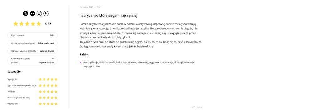 komentarz o zaletach lakierów z biedronki 
