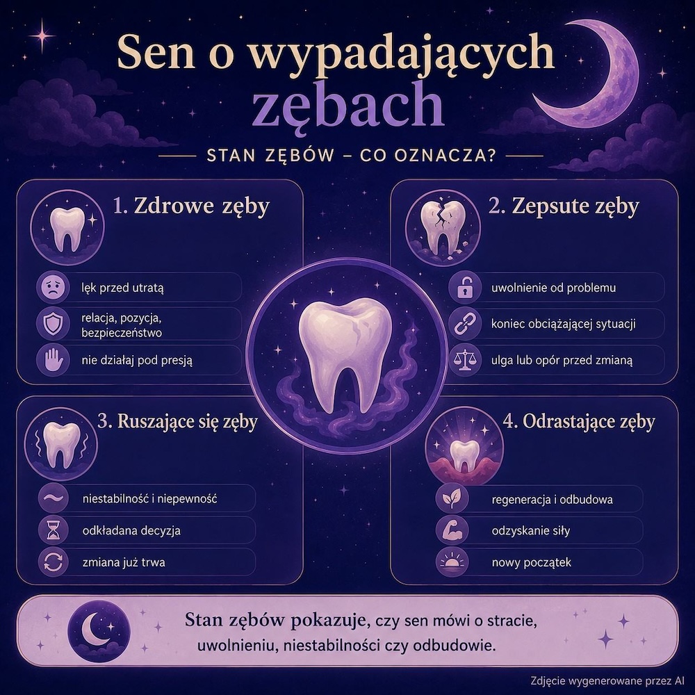 stan zębów we śnie 
