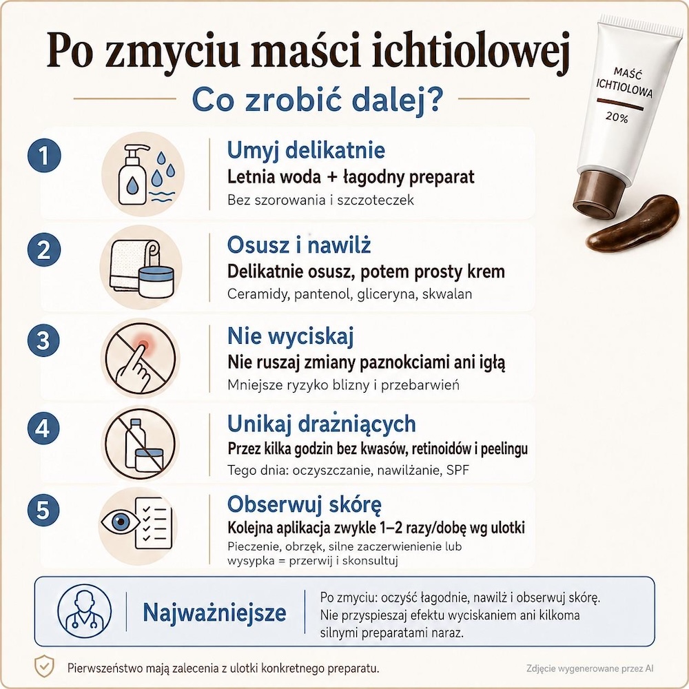 co robić z pryszczem po zmyciu maści ichtiolowej