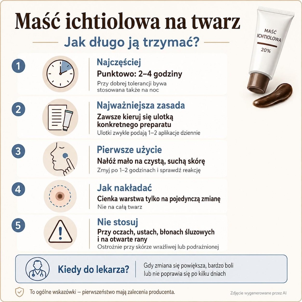 ile trzymać maść ichtiolową na twarzy - zakres godzin 