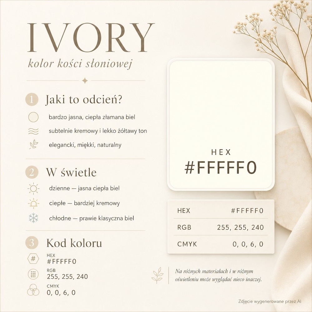 kolor ivory - cechy barwy kolor ivory - charakterystyka