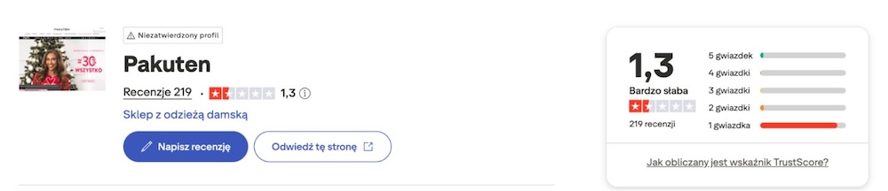 pakuten - opinie na trustpilot 