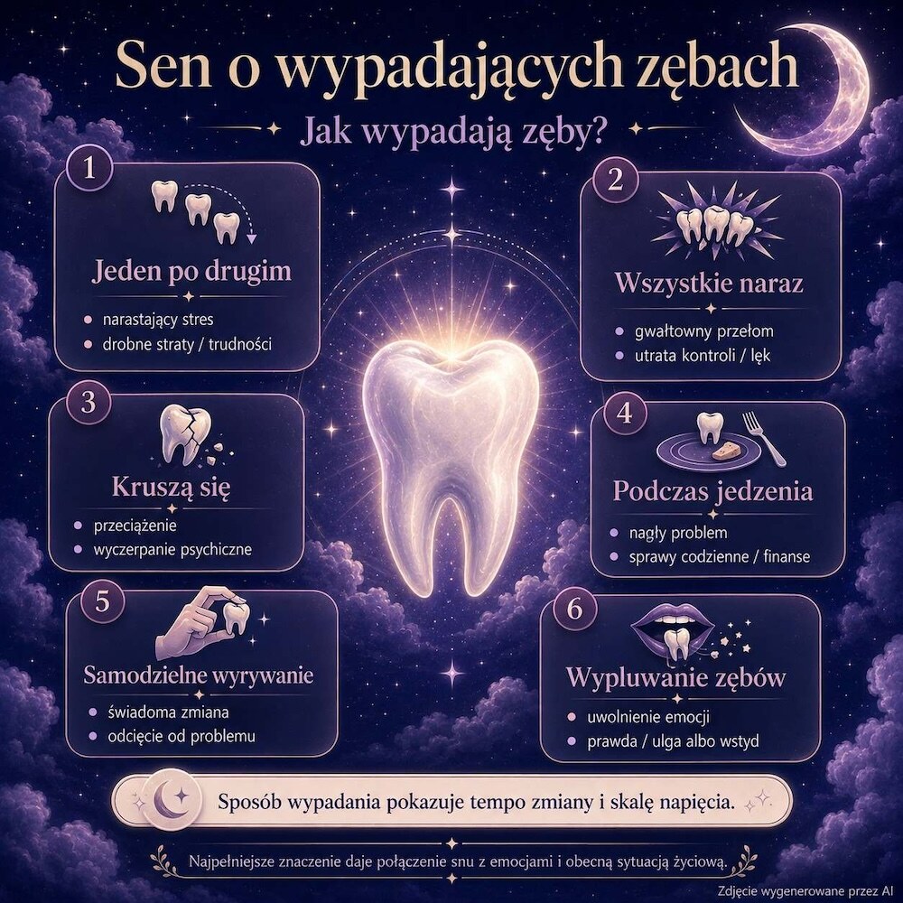 sennik wypadające zęby - analiza wypadania 